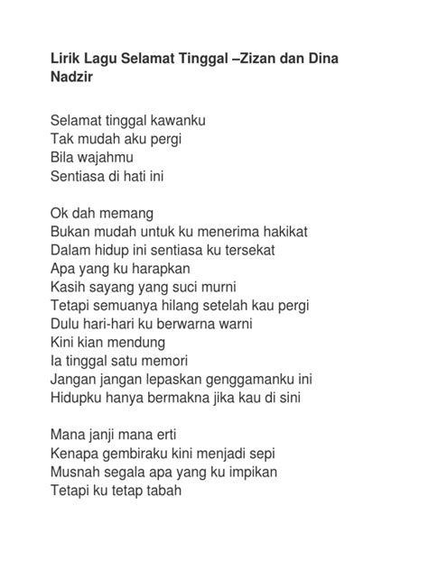 Lirik Lagu Selamat Tinggal | PDF