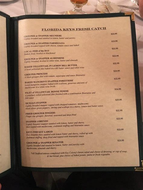 Menu at Key Colony Inn Restaurant & Lounge, Key Colony Beach