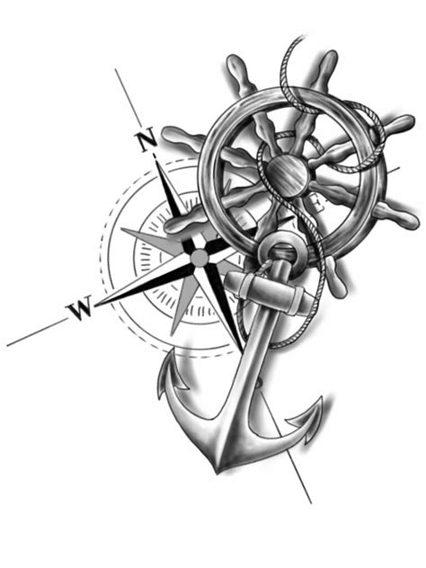 Compass and Anchor Tattoo Design - Erick-Cervantes