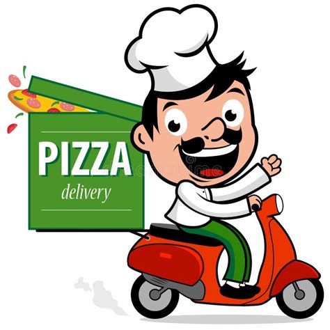 Italian Pizza Delivery Chef In Scooter Stock Vector - Illustration ...