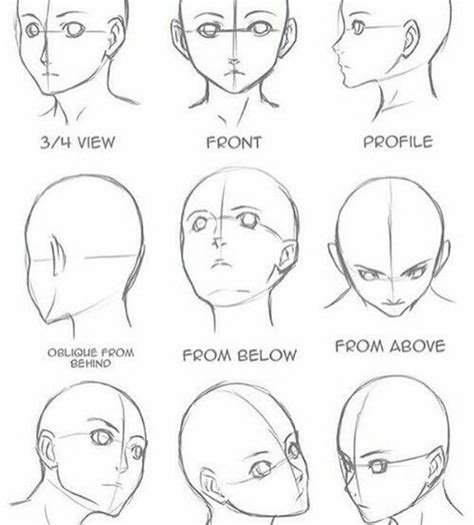 Anime head- angles | Drawings, Drawing tutorial, Face drawing