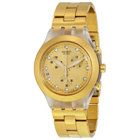 Swatch Full-Blooded Chronograph Dold Dial Gold-tone Ladies Watch SVCK4032G - Irony Diaphane ...