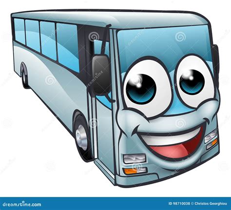 Coach Bus Cartoon Character Mascot Stock Vector - Illustration of journey, mascot: 98710038