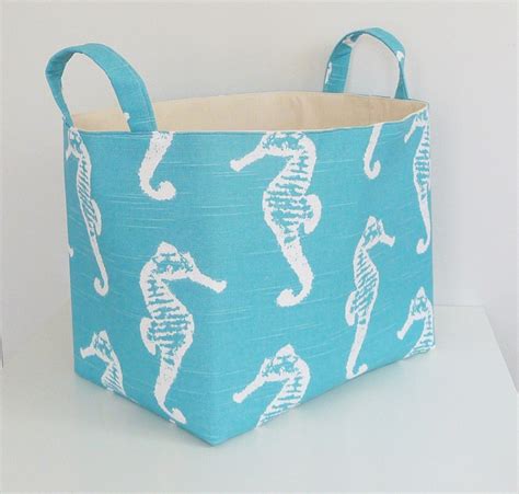 Sea Horse Storage Basket Fabric Organizer in Premier Prints - Etsy