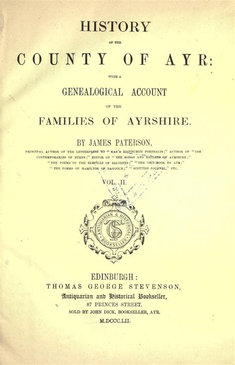 History of Ayrshire: Genealogical Account