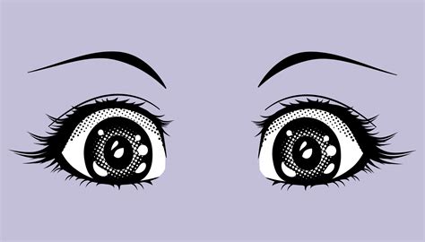 Surprised eyes anime girl. Vector illustration in manga style isolated on white background ...