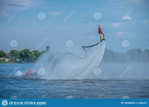 Flyboarding. Flyboard. editorial stock image. Image of central - 126356244