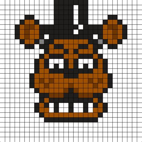 pixel art grid fnaf head freddy Fazbear fnaf bithero - Pixel Art Grid