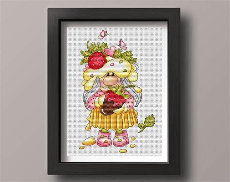 Sweet Girl Gnome Cross Stitch Pattern, code KPX-179 KsPatternsXstitch ...