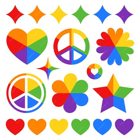 Premium Vector | Rainbow colored icon set symbols of lgbt community for pride month design