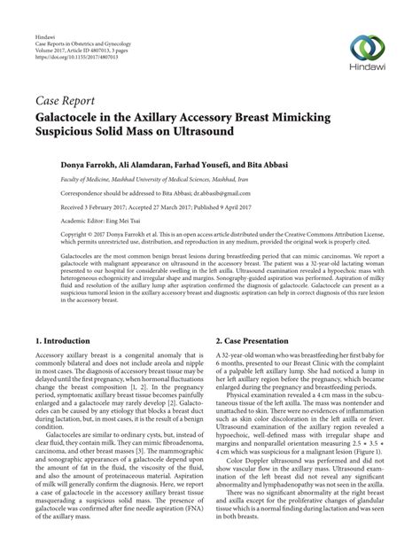 (PDF) Galactocele in the Axillary Accessory Breast Mimicking Suspicious Solid Mass on Ultrasound