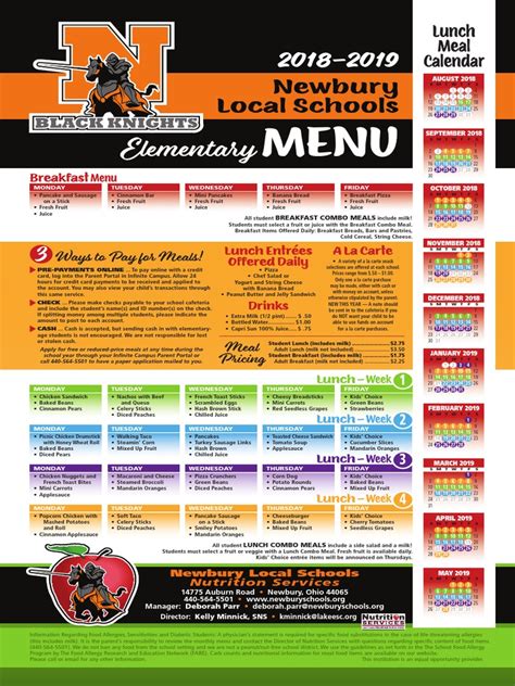 2018-2019 Elementary Menu | PDF | Meal | Lunch