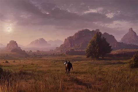 a vast serene landscape based on red dead redemption | Stable Diffusion