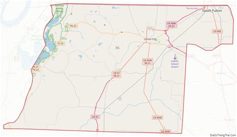 Map of Obion County, Tennessee - Thong Thai Real