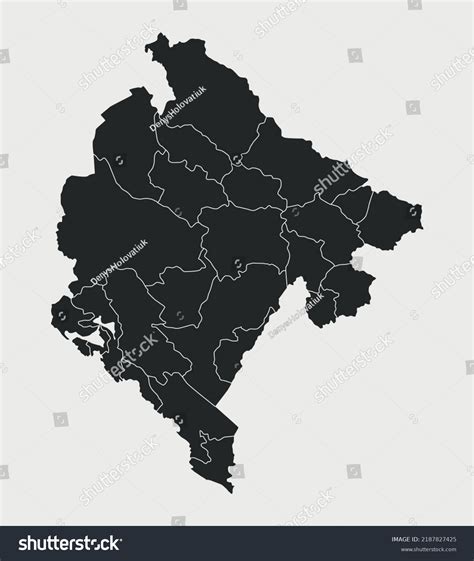 Montenegro Map Regions Isolated On White Stock Vector (Royalty Free) 2187827425 | Shutterstock