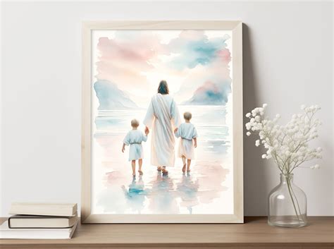 Walking Boys With Jesus Jesus Christ Walking With Children Bible Art Christian Art Jesus ...