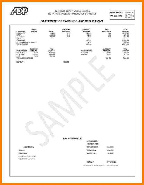 5+ canadian pay stub template | Sales Slip Template