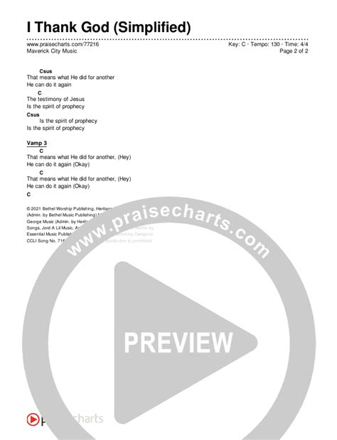 I Thank God (Simplified) Chords PDF (Maverick City Music) - PraiseCharts