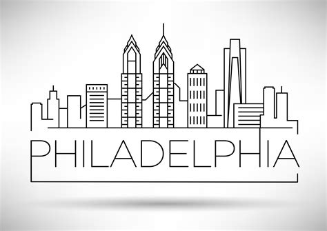 40 USA Cities Linear Skyline | Philadelphia skyline, City drawing, City sketch