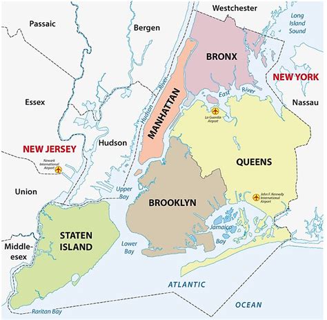New York Burroughs Map - Coastal Map World