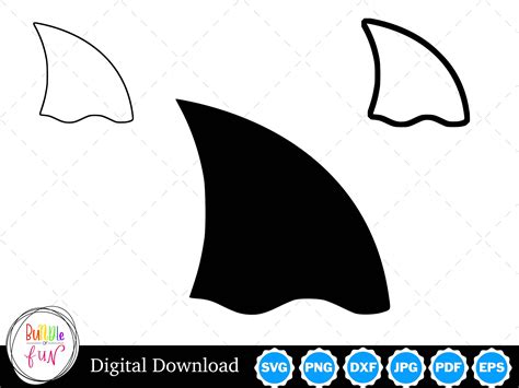 Shark Fin Silhouette With Two Outlines Shark Fin SVG Shark | Etsy