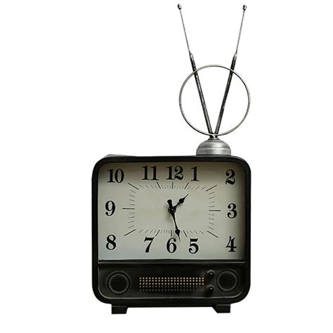 Creative Personality Clock Crafts Retro Antenna TV Clock European Bedroom Mute Clock TV Model ...