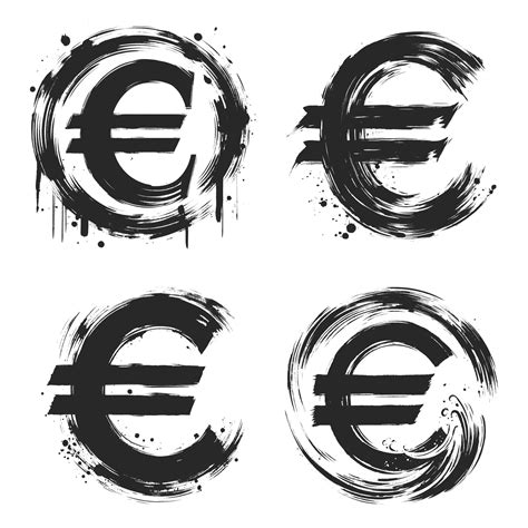 Vector set of grunge euro symbols. Grunge design elements. 36422800 ...