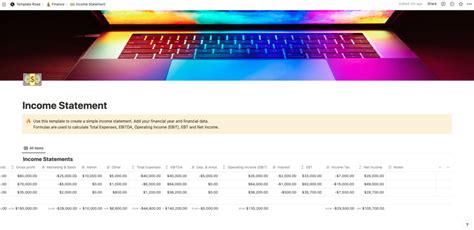 Notion - Income Statement Template