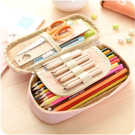 Cute Pencil Case Large Capacity Leather Double Layer Lovely Princess Printed Student Etui ...