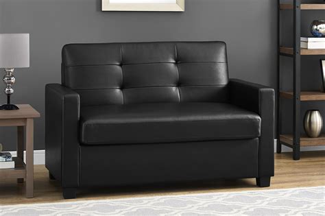 Mainstays Loveseat Sleeper Sofa, Twin, Black Faux Leather - Walmart.com