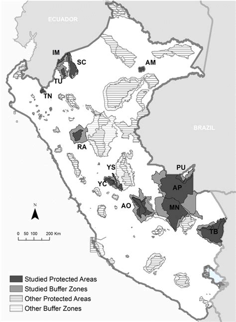 Map of the 13 buffer zones that are studied in this paper (buffer zone ...