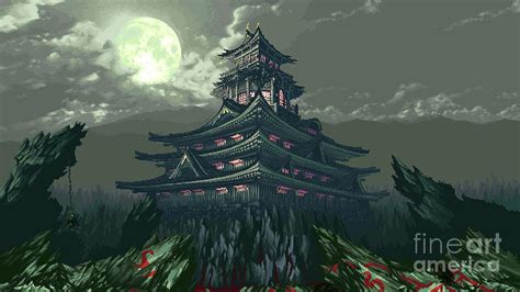 Black Temple Illustration Pixel Art Pixels 8-Bit Rock Asian ...