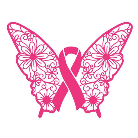 Butterfly Cancer Ribbon Svg Floral Cancer Ribbon Svg Cancer Ribbon ...