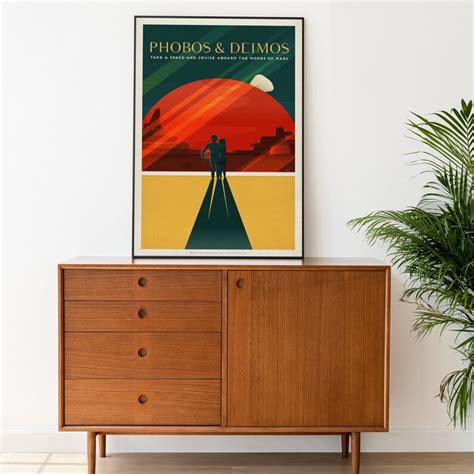 Phobos & Deimos Retro Poster Sci-fi Prints Space Digital Poster Futur Nasa Vintage Sci-fi Poster ...