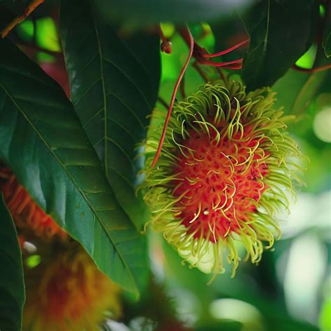 Premium Photo | Rambutan on the tree whith lush leaves