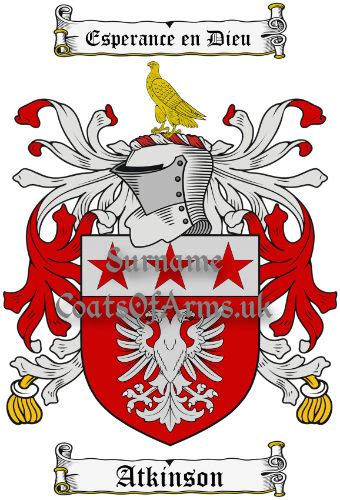 Atkinson (English) Coat of Arms (Family Crest) Image Download