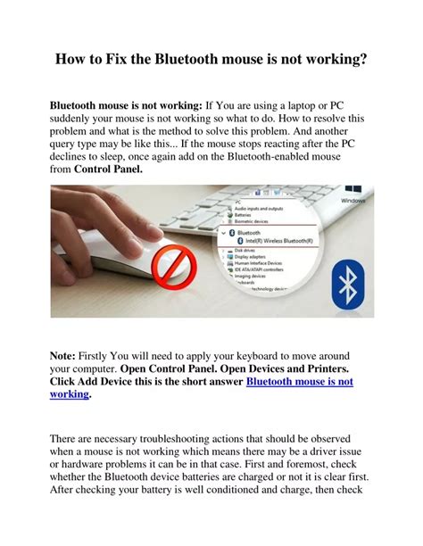 PPT - How to Fix the Bluetooth mouse is not working PowerPoint ...