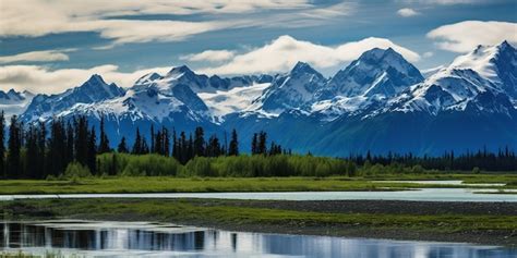 Premium Photo | Alaska mountain range wilderness nature landscape snowy ...