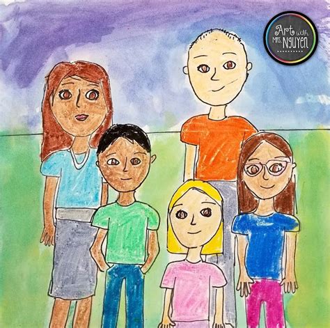 Family Portraits (3rd) | Elementary art, Art drawings for kids, Elementary art projects