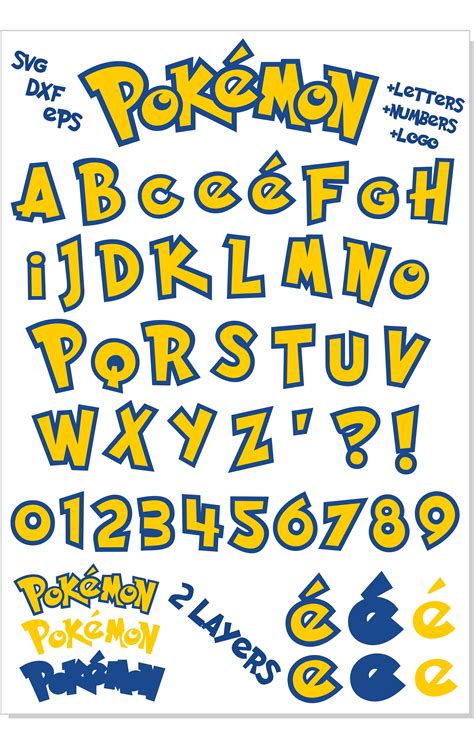 Pokemon font svg vector. Pokémon alphabet letters numbers Pokemon logo vector cut files svg ...