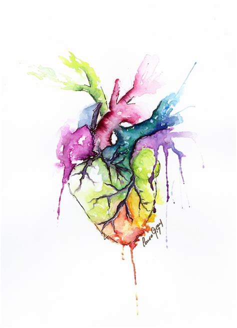 Colorful Anatomical Heart Art - Yellow Blade Wallpaper