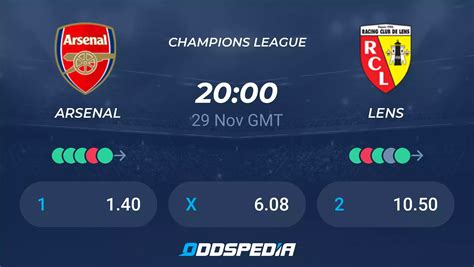 Arsenal vs Lens» Predictions, Odds, Live Score & Stats