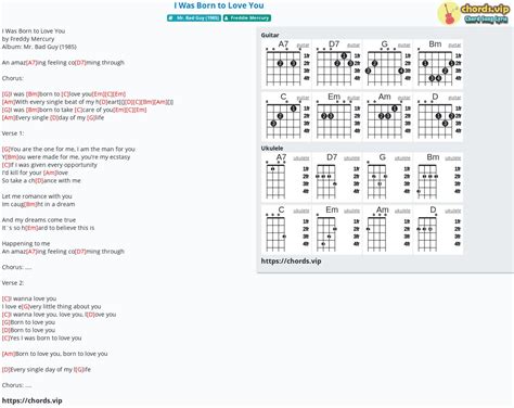 Chord: I Was Born to Love You - tab, song lyric, sheet, guitar, ukulele ...