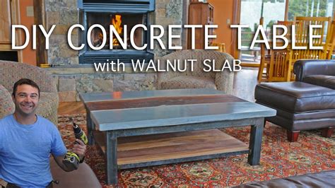 DIY Concrete Table with a Walnut Slab | Concrete table, Concrete diy ...