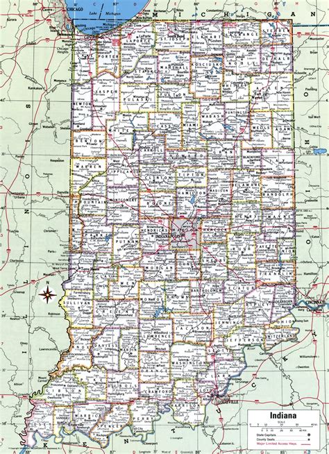 Indiana County Map With Cities And Roads