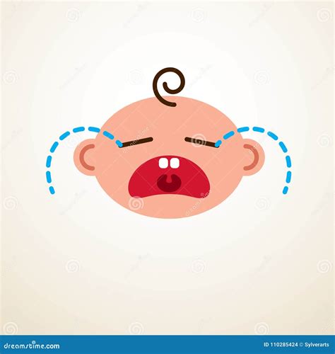 Cute Baby Cartoon Vector Flat Icon, Sad Crying and Unhappy Child Stock ...