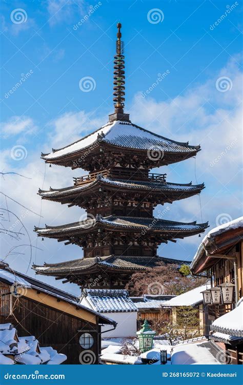 Yasaka Pagoda with Snow in Winter. Landscape of Kyoto, Japan. Stock ...