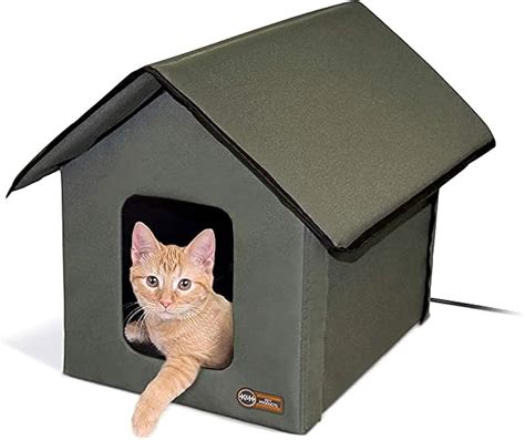 Amazon.com : K&H Pet Products Outdoor Heated Kitty House, Outdoor Cat House for Outside ...