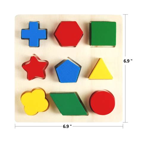 Monilon Wooden Preschool Shape Puzzle 3 Packs Geometric Shape Color ...