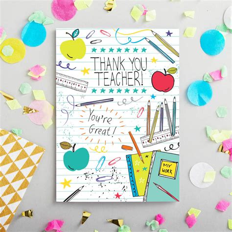 Teacher Thank You Card By Jessica Hogarth | notonthehighstreet.com